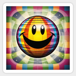 Stripey Retro Happy Face Sticker